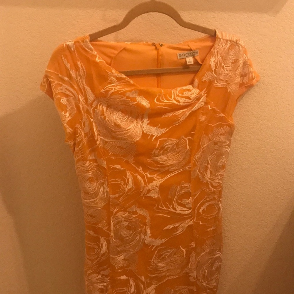 Orange and white Eva Mendes dress.